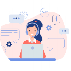 cartoon of a lady working in customer services